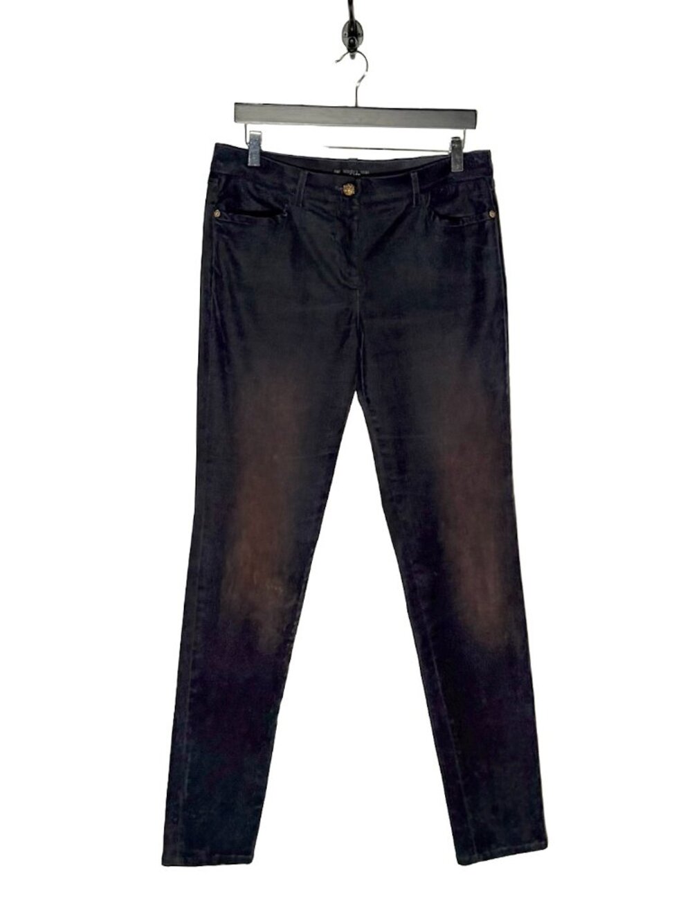Chanel Pre-FW17 Paris-Cosmopolite Washed Blue Velvet Slim Trousers